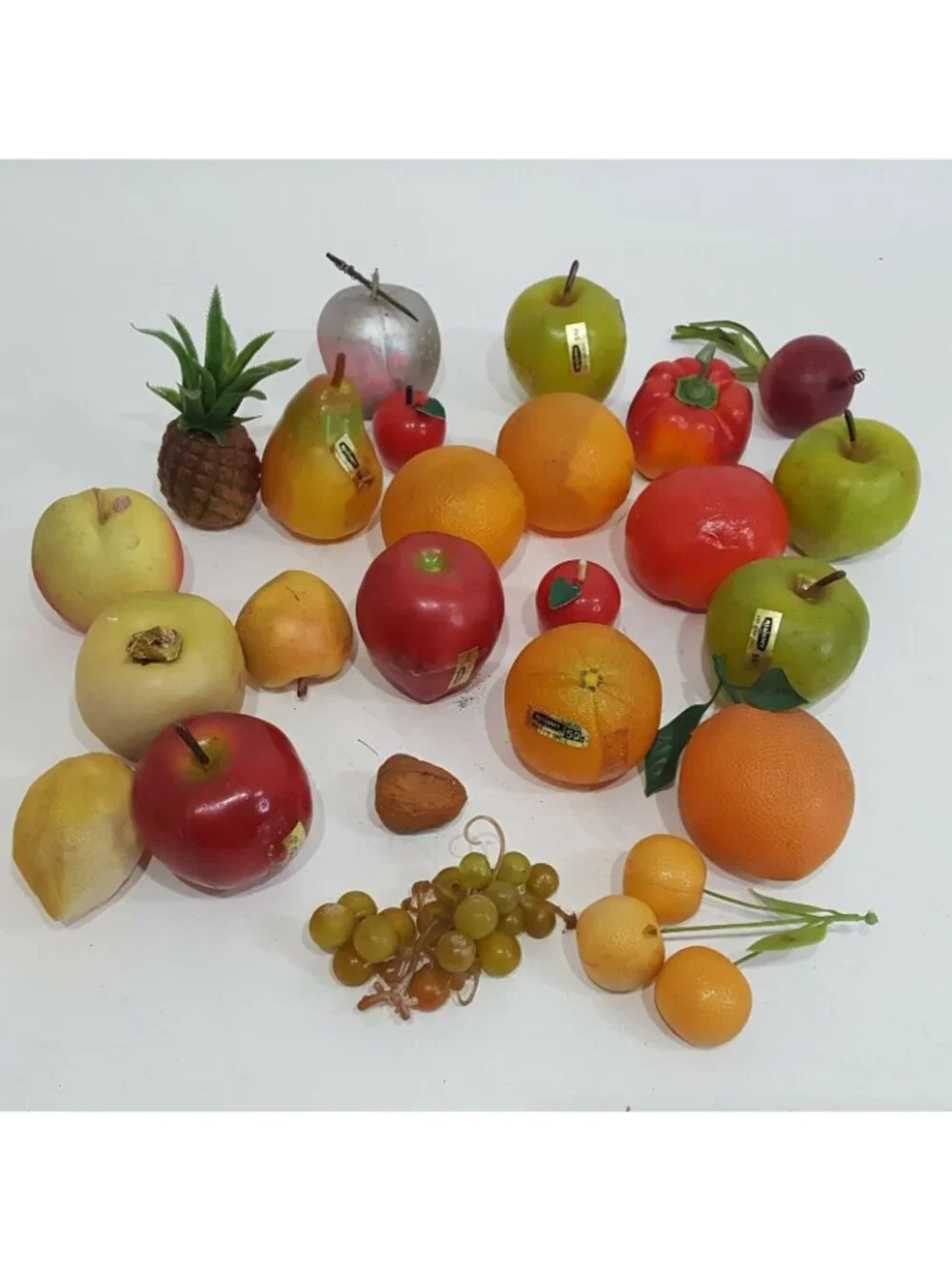 Vintage Fake Faux Artificial Fruit Grapes Apples Orange Lot of 24 Decor Bowl